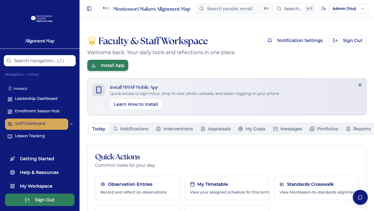 Faculty & Staff Workspace